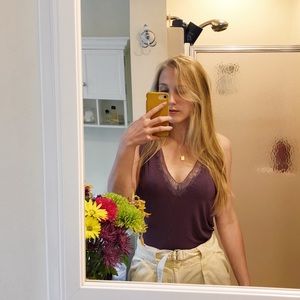 American Eagle Soft and Sexy V-Neck Lace Tank